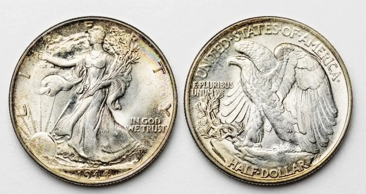 1944 Walking Liberty half dollar with soft diffused light